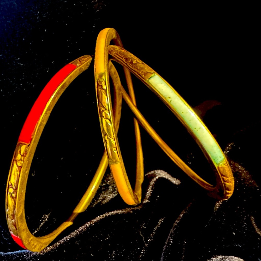 Set of Brass and Stone Bangles